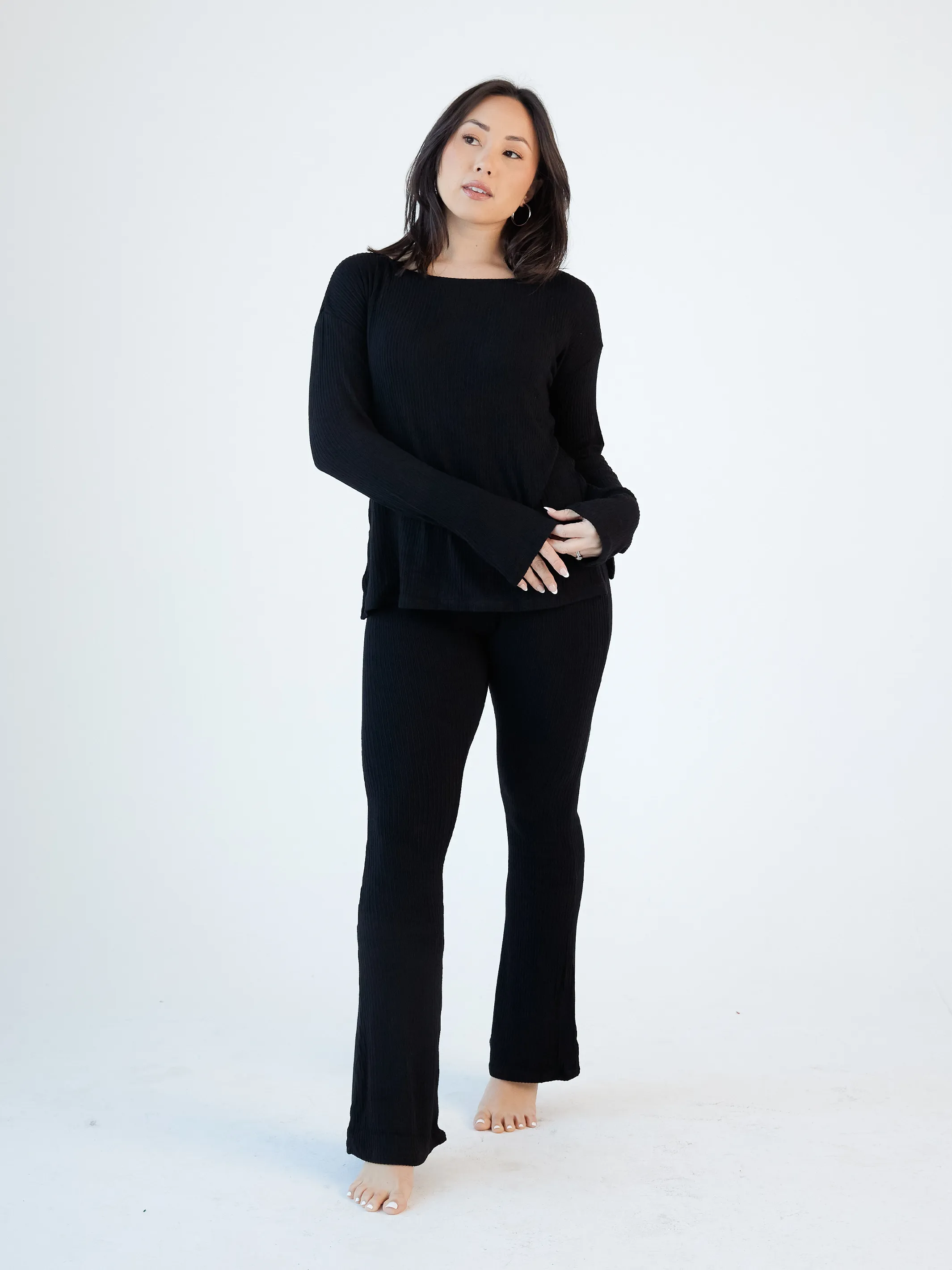 Soft Ribbed Long Sleeve Boat Neck Brami