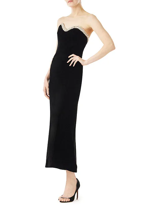 Strapless Velvet Column Dress