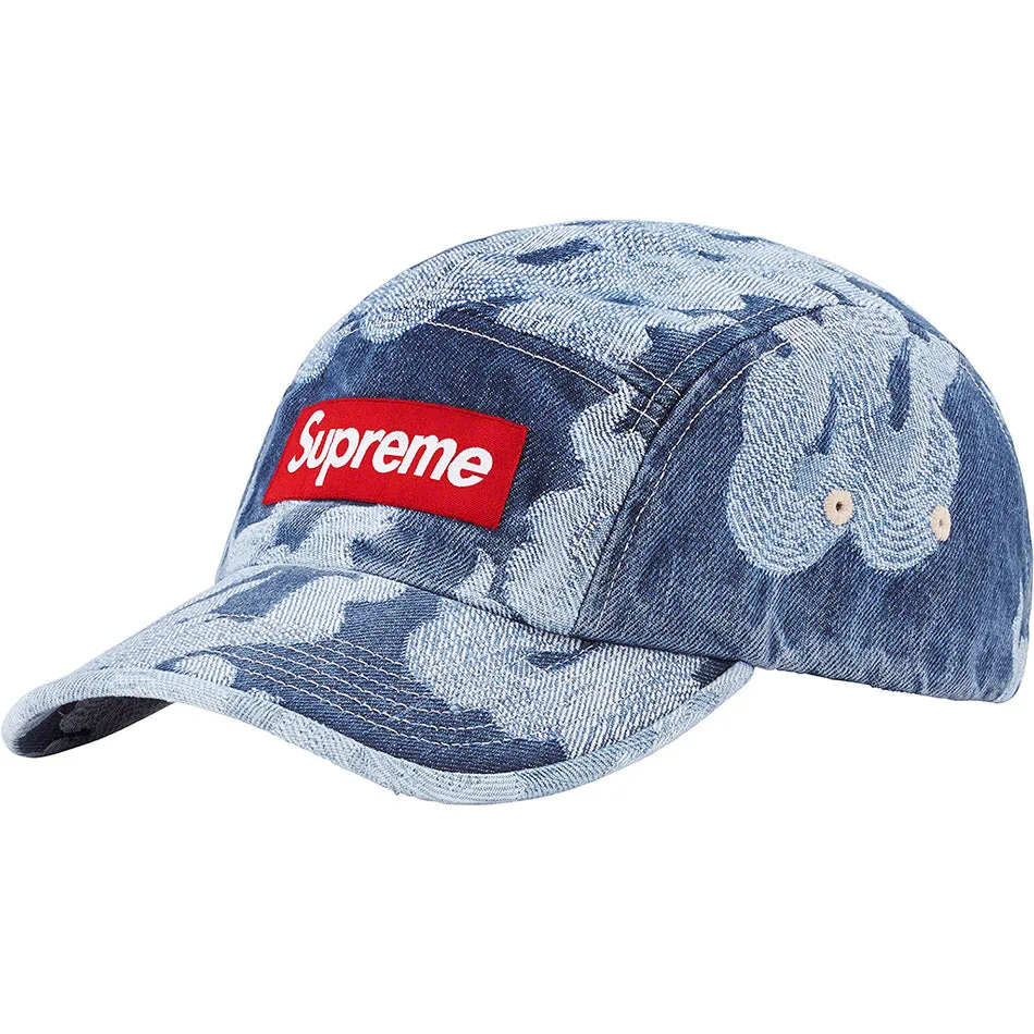 Supreme Flames Jacquard Denim Camp Cap Denim