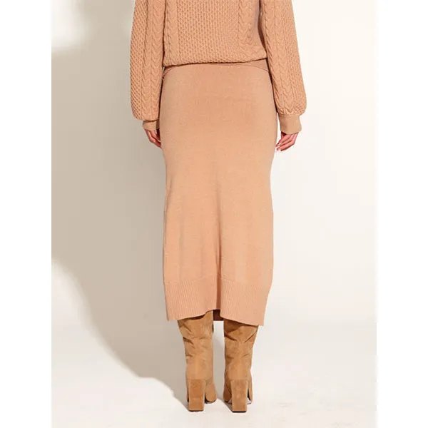 Treasure Midi Knit Skirt - Tan