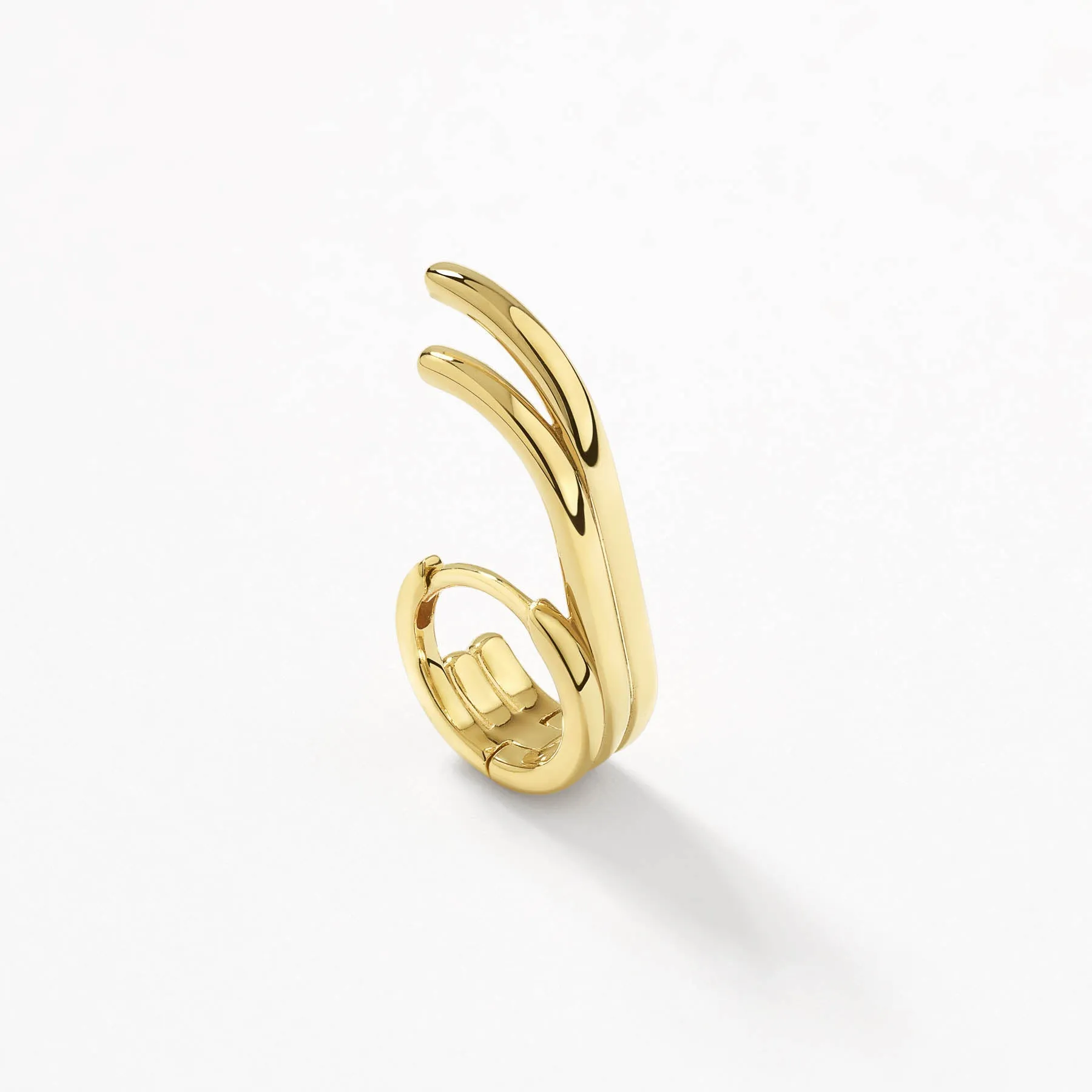 Triple  Lobe Cuff Huggie Earring in Gold