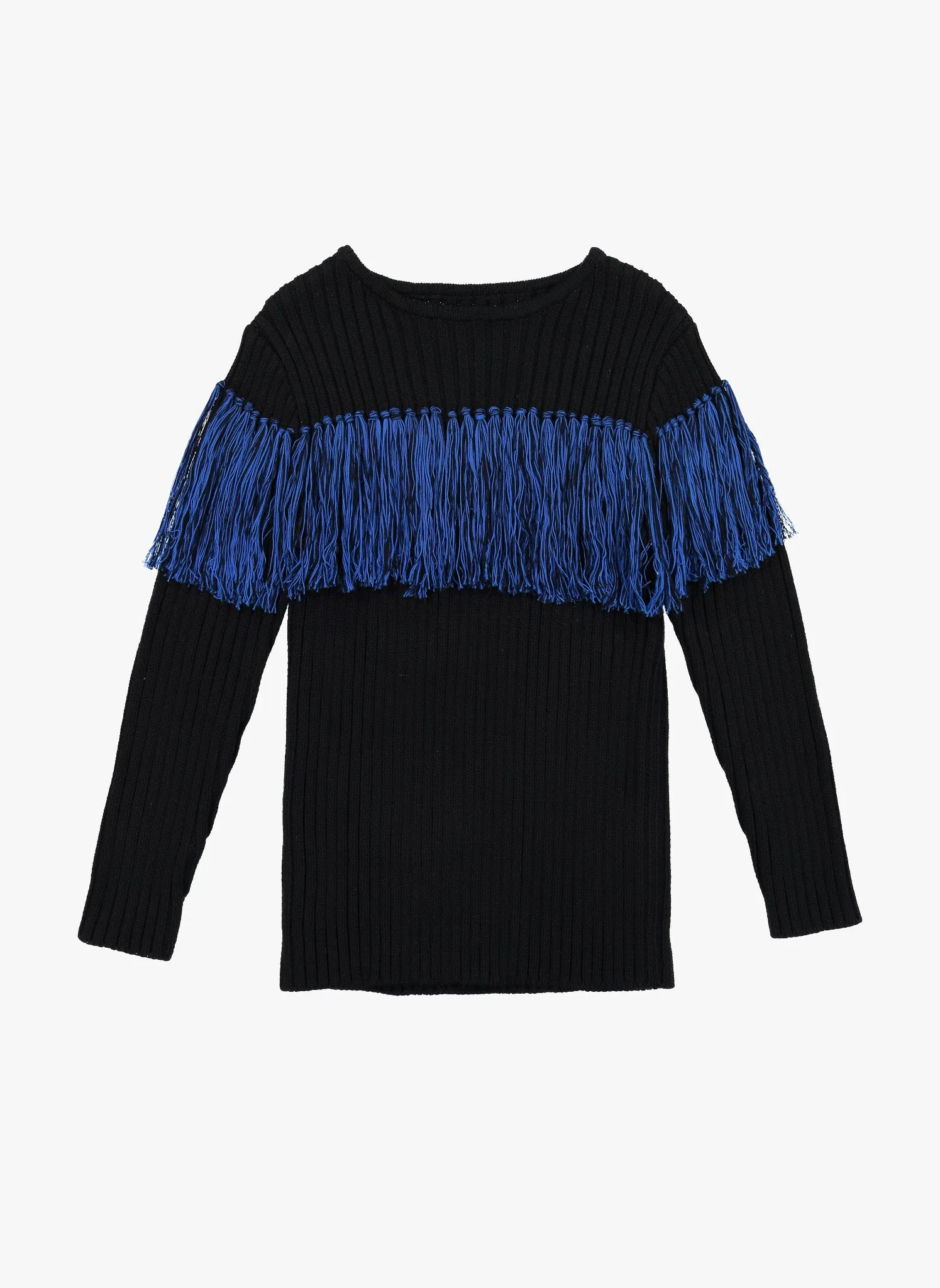 Vierra Rose Anita Bi-Color Fringe Sweater in Blue Fringe