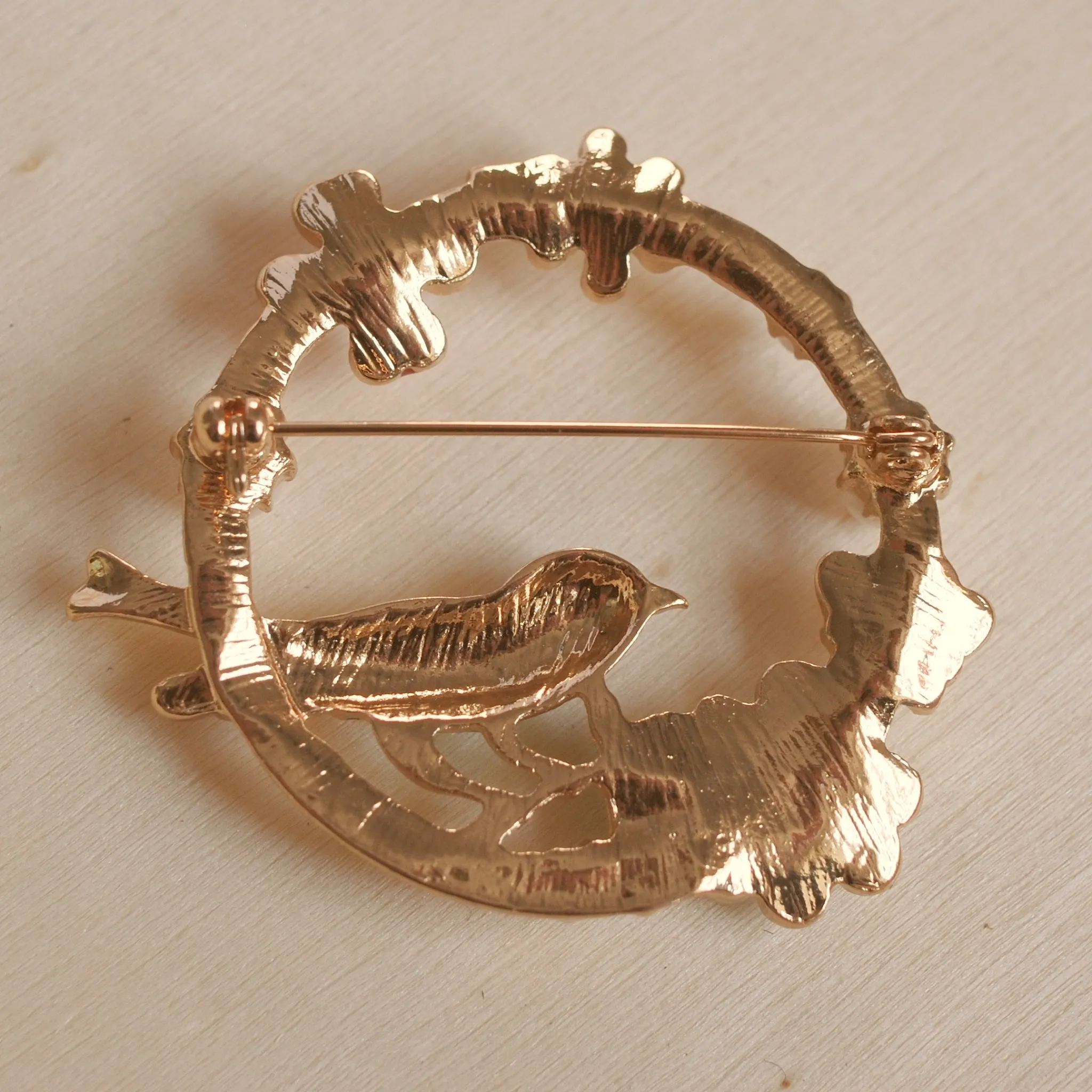 Vintage Brooch with Bird in Enamel