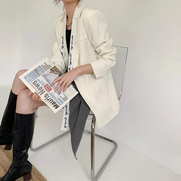 White ribbon Blazer Suit Coat