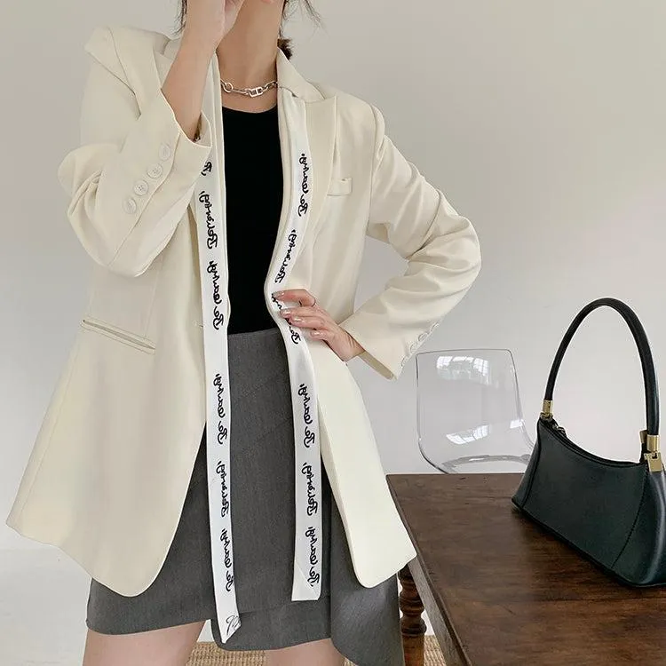 White ribbon Blazer Suit Coat