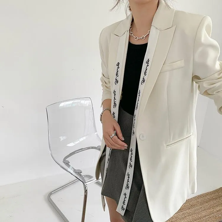 White ribbon Blazer Suit Coat