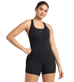 Women's Endurance  Myrtle Racerback Legsuit Swimwear  - Black  &  Fandango Pink