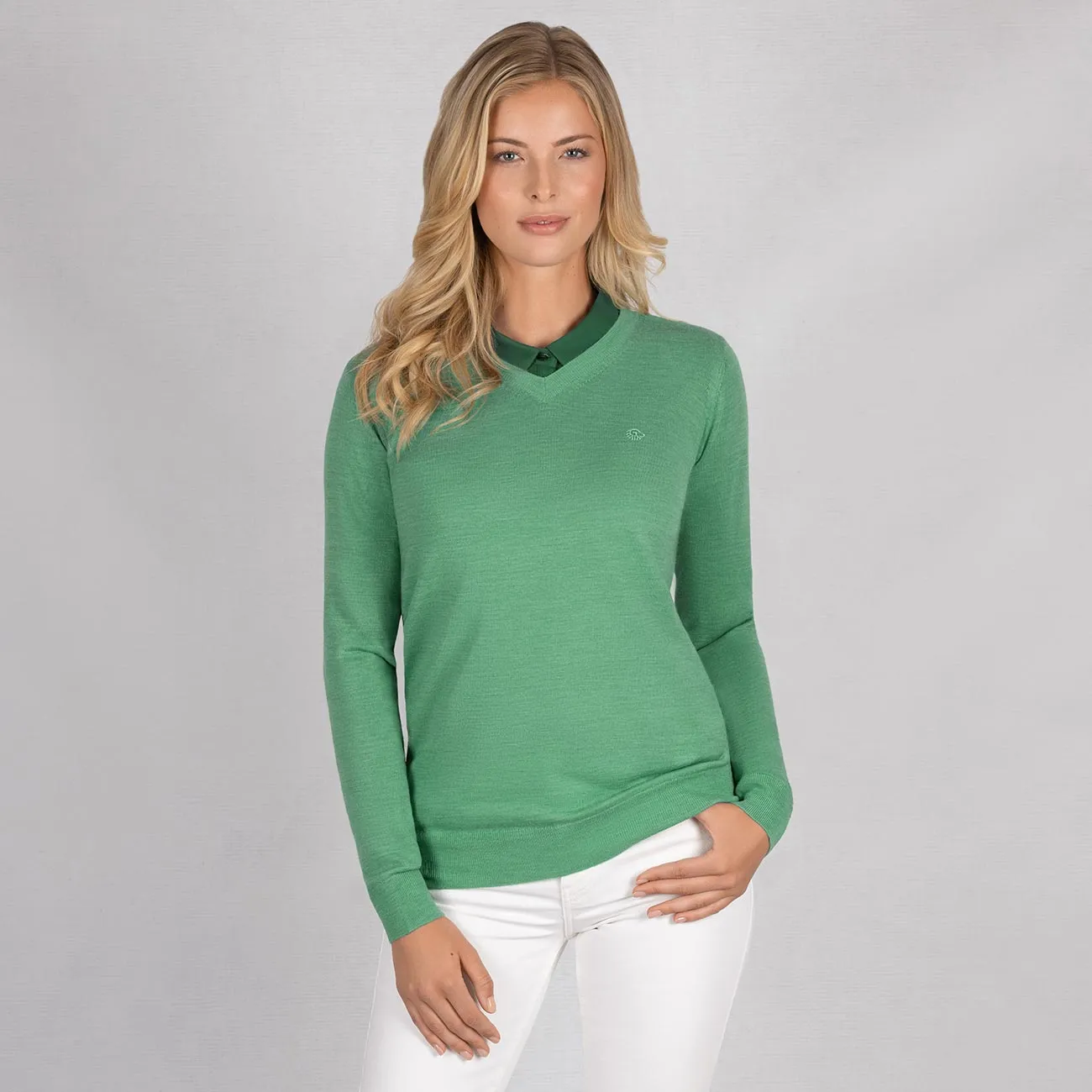 Wool Pullover Light V Neck Women